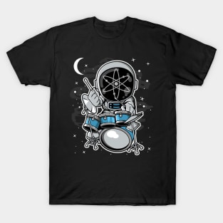 Astronaut Drummer Cosmos ATOM Coin To The Moon Crypto Token Cryptocurrency Blockchain Wallet Birthday Gift For Men Women Kids T-Shirt